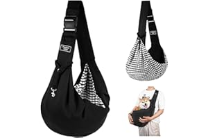 FANGCCC Hundetragetasche, Hundetragetuch bis 7.5kg, Transporttasche für Hunde und andere Haustiere, Verstellbare Schultergurt Tragetuch Hund, Hundetasche für Spaziergänge und Aktivitäten im Freien (Schwarz)