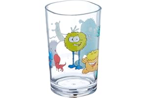 Emsa Verre à boire pour enfants, 0,2 litre, motif monstre, bleu/jaune, 1 pièce (lot de 1)