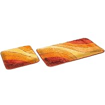 S&S-Shop Badmat set | Groen | Wave | 2-delig | antislip | WC-mat 50 x 45 cm | Badmat 50 x 90 cm | Badmat | Tapijt | Badkamer | Badkamer