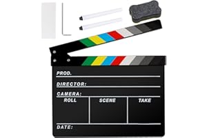 Ribvane Acrylic Movie Film Directors Clapboard, Photography Video TV Cut Action Scene Slate Clapper Board Props, Black