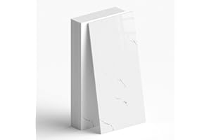 Vieshful 10 Pack 30 x 60 cm Self Adhesive Wall Tiles, Waterproof Back Splash Marble Stick on Tile Kitchen Bathroom, TV Walls, Living Room White (Not Real Tiles)