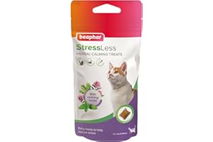Beaphar – StressLess Herbal Calming Cat Treats – Daily Treats to Help Reduce Stress – Tasty Chicken Flavour – With Natural Calming Ingredients – 35g Treat Pack