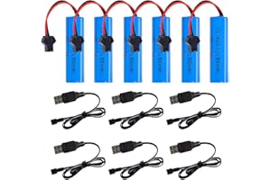 DAJASD 800 mAh Batterie 14500 Ricaricabili, 6 pezzi 3,7V RC Batterie Ricaricabili con spina SM-2P e caricatore USB, 3.7V Ricaricabile 800mAh Batterie al Litio Lon per auto telecomandate,armati, robot