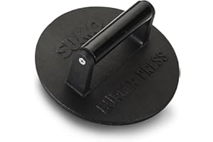Kamado SUMO Presse à Burger en Fonte Anti-adhésive - Burger Smasher Robuste 17 cm - Presse à patée pour Hamburger, Presse à Galette avec poignée résistante à la Chaleur, Presse à Burger