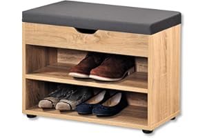 Kesper Szafka na buty z poduszką do siedzenia, materiał: płyta pilśniowa, wymiary: szer. 60 x wys. 45 cm x dł. 30 cm, kolor: brązowy 15924 13