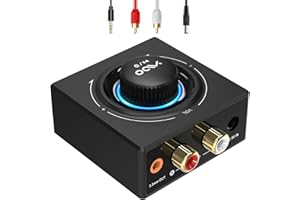 YMOO Bluetooth 5.1 Empfänger für Stereoanlage, HiFi Aptx/SBC/AAC AUX Bluetooth Audio Adapter mit Cinch /3,5 mm Klinke, 65 Fuß MP3 Play von Handy/Tablet/MP3 Player,APTX Niedrige Latenz(<40ms)