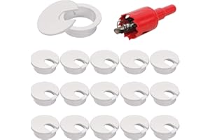 HO2NLE 16 Pcs Desk Grommet Cable Grommet with Hole Saw 35mm(1.38 inch) Desk Cable Hole Cover White Computer Grommet Plastic Desk Cable Wire Grommet Tidies for Home Office Surface Port Hole Covers