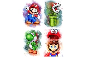 DCIDBEI Diamond Painting Lot de 4 Super Mario 30x40 cm Broderie Diamant Peinture Diamant Enfants Peinture Numero Adulte DIY 5D Point de Croix Kit Complet Peinture en Cristal Pour Salon Chambre d'enfant