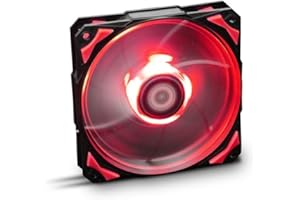 NOX XTREME PRODUCTS Nox Hummer H-FAN -NXHUMMERF120LR- Ventilador para Caja PC 120mm, LEDs brillantes, 7 aspas traslúcidas, rodamientos hidráulicos, esquinas soporte goma, color rojo - negro