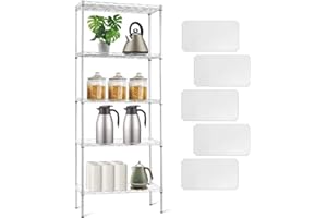 Clucycia 5 Tier Shelving Unit Adjustable Wire Shelves Steel Rack Shelf Storage and Organizer Shelf Rack Silver 23.23 * 13.39 * 59inch