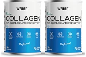 Weider Collagen Pack DUO. Peptide de collagène hydrolisé Peptan Enrichi d’acide hyaluronique, de magnésium et de vitamine C. Pour la santé des os et des articulations. Sans arôme. 300g