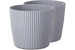Tymar Macetero, 2 unidades, forma redonda (2 paquetes), color gris claro, diámetro de 30 cm