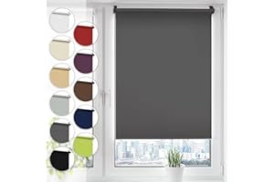 ‎SONELLO Verdunkelungsrollo Klemmfix ohne Bohren 55cm x 130cm Grau Verdunklungsrollo Fensterrollo Rollo Seitenzugrollo Klemmrollo für Fenster & Tür