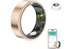 HPLSZCN Anillo Inteligente para Hombre y Mujer con Estuche de Carga, Modo multideportivo, podómetro, frecuencia cardíaca, SpO2, sueño, Resistente al Agua IP68, Monitor (Oro Rosa, 8)