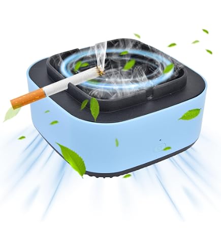 Posacenere Intelligente Senza Fumo Con Purificatore D'Aria – Ricaricabile USB, Mangiafumo Per Casa, Ufficio E Auto, Nero 16,5 Cm - 4