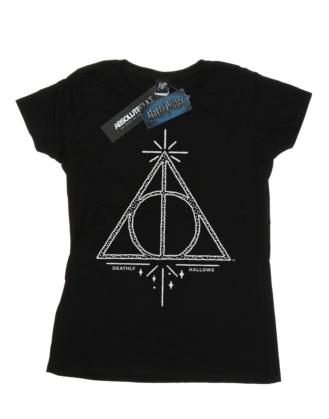HARRY-POTTER-Damen-Deathly-Hallows-Symbol-T-Shirt-Large-Schwarz
