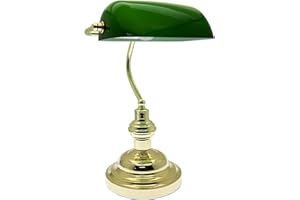 Trendi 15" Retro Classic Bankers LAMP Table Desk Light Antique Brass TILT Green Shade