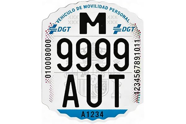 Matrícula Patinete Eléctrico VMP Homologada DGT – Placa Identificativa Vehículo Movilidad Personal Obligatoria 2026 – Resistente y Fácil Montaje