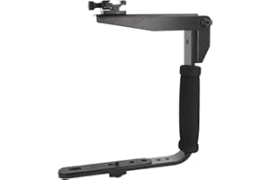 Minadax® Blitzschiene Winkelschiene Kamerahalterung Flash Bracket aus Aluminium und Neopren Handgriff