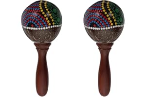 Vaguelly 1 paire de maracas en bois - Maracas - Sable - Instrument de musique - Style hawaïen - En noix de coco - Couleurs assorties