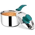 The Indus Valley Stainless Steel Sauce Pan, Tea Pan with Steel Lid, Chai Pan, Small Pan | 16.9cm/6.7inch, 1.5Ltr, 0.67kg | Induction Friendly | 3-Layer Thick Bottom, 100% Toxin-Free