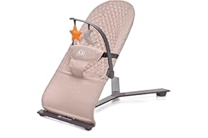 kk Kinderkraft MIMI Hamaca bebé, Balancin para bebés 0-9 kg, Plegado Compacto, Reclinable con una sola mano, Movimiento natural, Arco con juguetes, Materiales suaves, Fácil de limpiar, Beige