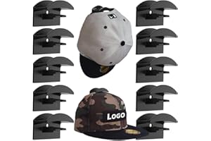 HNLMZ Porta Cappelli,10 Pcs Autoadesivo Ganci per Berretti da Baseball,Cappelli Curve Ganci,Adatto a Tutti i Tipi di Cappelli, Sciarpe, Borse, Asciugamani, Cuffie (Nero)