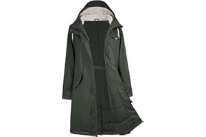 rhythm of the rain Regenmantel Damen Wasserdicht Regenjacke Winterjacke Damen Lang Wintermantel Warm Gefütterte Friesennerz Übergangsjacke Herbst Softshelljacke mit Kapuze Windbreaker Parka Winter