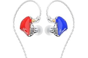 BASN in-Ear Monitors, Bmaster Triple Driver HiFi Stereo Noise-Isolating IEM Headphones with Enhanced Bass for Drummers Musicians (PRO Red/Blue)