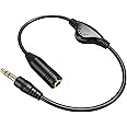 PChero Stereo Audio Extension Cable, 1pcs 3.5mm Male to Female Headphone Extension Cable with Volume Control for Phone Laptop Computer, Speaker - 30cm