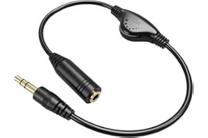 PChero 1 szt. 3,5 mm stereofoniczny kabel przedłużający do zestawu słuchawkowego z regulacją głośności do telefonu, laptopa, głośnika - 30 cm