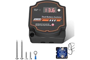 CHAMSUREUK 12V 140 Amp Split Charge Relay VSR Smart Dual Battery Isolator, Automatic Disconnect Switch, Voltage Sensitive Relay Kit with LED Screen Display for Campervan Van Truck SUV RV ATV UTV Boat