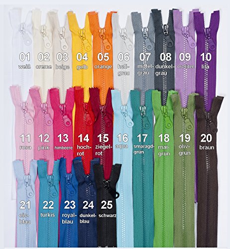 2 Reißverschlüsse, mit Zähnchen, teilbar, 30 cm lang, 25 Farben / Farbe: 08 - 2
