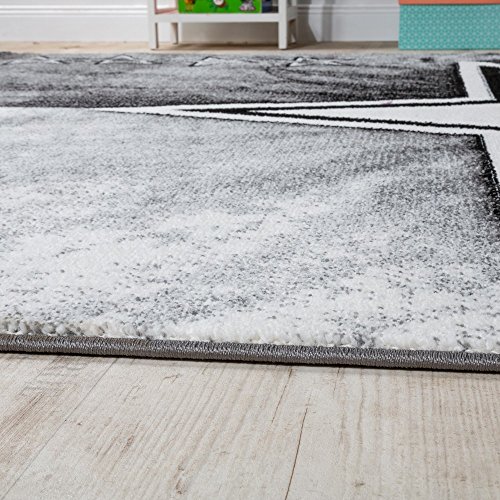 Teppich Kinderzimmer Stern Design Spielteppich Kinderteppich Kurzflor in Grau, Grösse:120×170 cm - 2