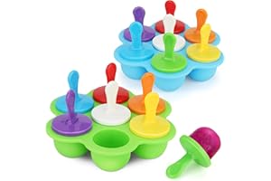 HIPPODANCE Eisformen Eis am Stiel Silikon,Mini Eisförmchen Stieleisformer BPA Frei,Eisformen Baby für Babynahrungsbehälter, Dessert Schimmel（grün&lila）