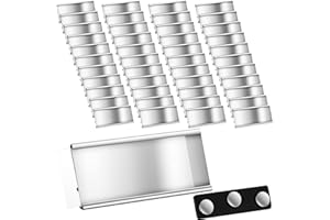 FACCITO Targhette Magnetiche in Alluminio Badge per Nomi con Doppio Magnete Portanome Magnetico con Slot per Carta Cartellino Identificativo Anodizzato Trasparente, 72 x 32 mm, Argento (50)