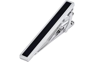 Jonwo 14K Gold Plated/Silver Mens Tie Clip with Black Agate In Gift Case Golden Tone 2 Inch Men's Tie Pin Bar for Regular Necktie Daily Business Anniversary Wedding Occasions