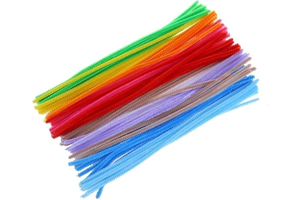 TuDu Lot de 100 fils chenille/cure-pipes pour loisirs créatifs Artisanat Art Couleurs assorties (6 x 300 mm, Multicolore)