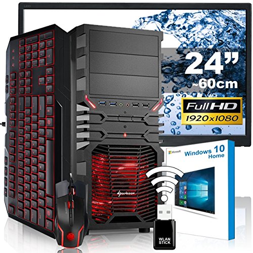 AGANDO Silent Gaming PC-Komplettpaket | Intel Core i5 7400 4x 3.0GHz | Turbo 3.5GHz | AMD Radeon RX 460 4GB | 8GB RAM | 1000GB HDD | DVD-RW | USB3.1 | 60cm (24") TFT | Gaming-Tastatur | Gaming-Maus | WLAN | Windows 10 | 36 Monate Garantie | Computer für Multimedia, Gaming, Büro/Office