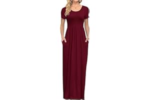 AUSELILY Robe de Poche à Manches Courtes pour Femme