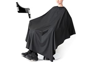 QEEQPF Mantellina Parrucchiere Nera a Tutta, Tutta Lunghezza, Telo Parrucchiera Professionale per Acconciatura, per acconciatura, Taglio e Colore Con un pettine da barba（150 * 120cm）