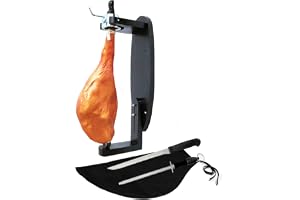 BlendNature Support à jambon professionnel mural rotatif à 360 degrés, modèle élégant - Idéal pour les cuisines, les caves, les magasins, les restaurants - Comprend un couvre-jambon + un couteau de