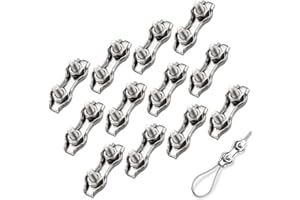 FANSEZQ 12 Piezas De Abrazadera De Cable De Acero Inoxidable m3, Abrazaderas De Cable Dúplex De Acero Inoxidable 304, Ampliamente Utilizadas En La Industria, Envío y Anclaje,Construcción, Transporte