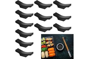 DECARETA Lot de 12 supports baguettes alliage noir avec étagère cuillère, fourchette, couverts asiatiques