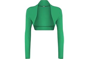 WearAll Womens Plus Size Plain Long Sleeve Cropped Ladies Shrug Bolero Cardigan Top