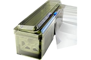SAMULIY Distributeur D'emballages Avec Coupe | Distributeur De Film Avec Coupe Diapositive - Distributeur De Pellicules Alimentaires - Cuisine Réutilisable Transparent Pour Papier Parchemin De Cire De Film