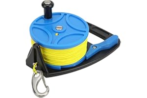 SUNGOOYUE Enrouleur de Corde d'ancrage, Moulinets de Plongée Bobine de Corde d'ancrage Multi-usages avec Clip de Fil de 83 M pour la Plongée en Exil dans Les Grottes