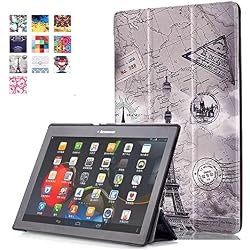Lenovo Tab2 A10-30F Funda Cuero,Ultra-Thin Slim Funda de Cuero de Piel Carcasa para Tableta Lenovo Tab 2 A10-30F e Lenovo Tab 2 A10-70 Tablet de 10.1'' Pulgadas Smart Case Cover con Soporte Function-Torre
