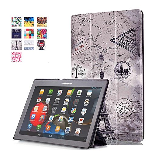 Lenovo Tab2 A10-30F Funda Cuero,Ultra-Thin Slim Funda de Cuero de Piel Carcasa para Tableta Lenovo Tab 2 A10-30F e Lenovo Tab 2 A10-70 Tablet de 10.1'' Pulgadas Smart Case Cover con Soporte Function-Torre