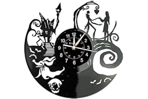 Smotly Vinilo Pared Reloj, un Reloj de Pared Grande con un Tema Pesadilla Antes de Navidad, Regalo Creativo del Reloj de Pared Hecha a Mano.